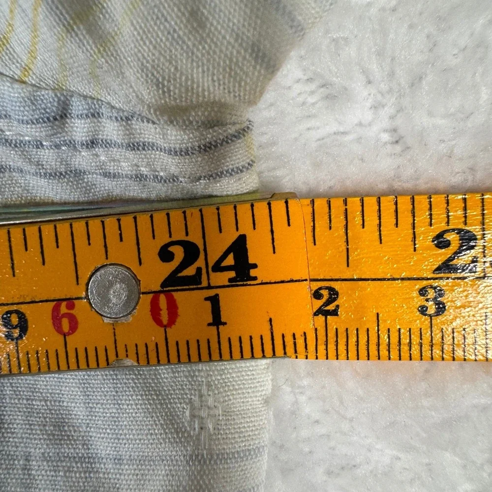 Banana Republic Button Down Shirt Mens L White Yellow Plaid Linen Cotton Blend‎